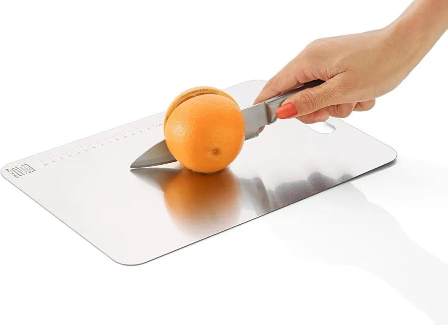 Stainless Steel Chopping Board, Heavy Duty Metal Chopping Board for Fruits & Vegetables, Rustproof, Dishwasher Safe & Hygienic (XL1)