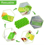 Clazkit Flexible Silicone Honeycomb 37 Cavity Ice Cube Tray with Lid for Freezer Moulds Small Cubes Whiskey Fridge Bar Soft Ice Cube Tray -Color May Vary-Pack of 2