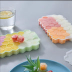 Clazkit Flexible Silicone Honeycomb 37 Cavity Ice Cube Tray with Lid for Freezer Moulds Small Cubes Whiskey Fridge Bar Soft Ice Cube Tray -Color May Vary-Pack of 2