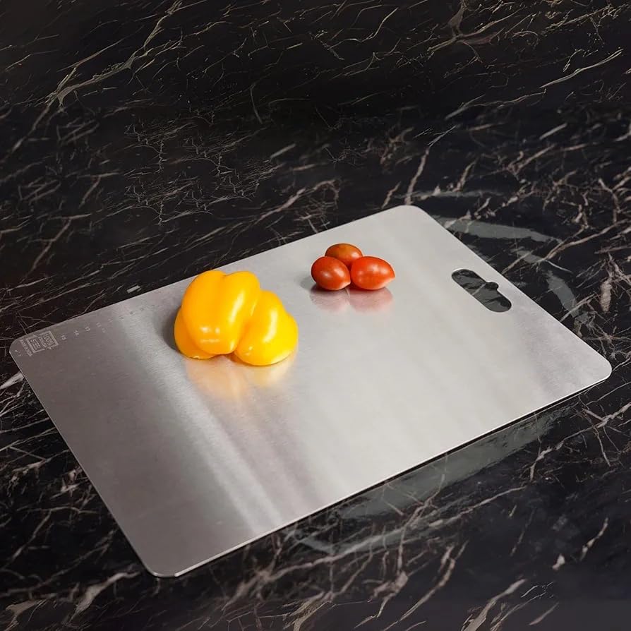 Stainless Steel Chopping Board, Heavy Duty Metal Chopping Board for Fruits & Vegetables, Rustproof, Dishwasher Safe & Hygienic (XL1)