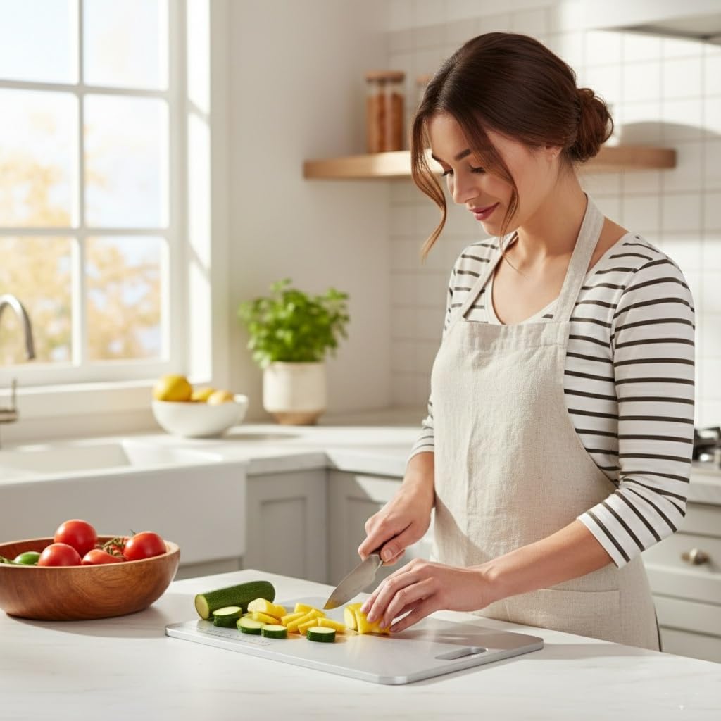 Stainless Steel Chopping Board, Heavy Duty Metal Chopping Board for Fruits & Vegetables, Rustproof, Dishwasher Safe & Hygienic (XL1)